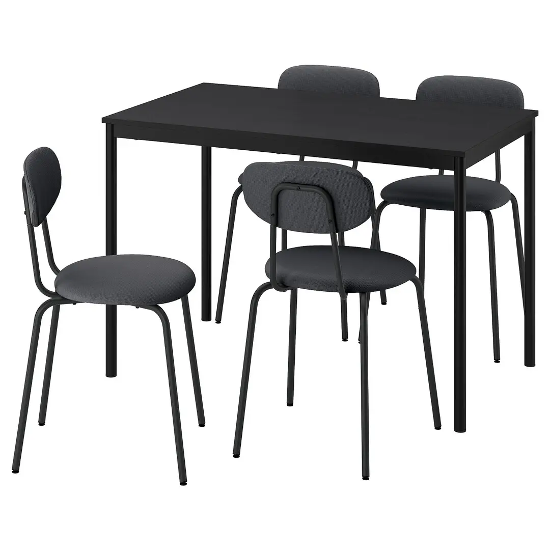 Комплект стол + 4 стула Ikea Sandsberg/Remmarn (Черный/Антрацит)