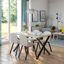 Комплект стол + 4 стула Ikea Skalsta (Бежевый/Черный)