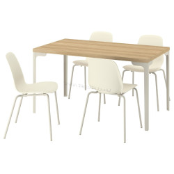 Комплект стол + 4 стула Ikea Skalsta (Дуб/Бежевый)