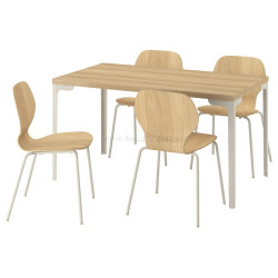 Комплект стол + 4 стула Ikea Skalsta (Дуб/Серо-бежевый)