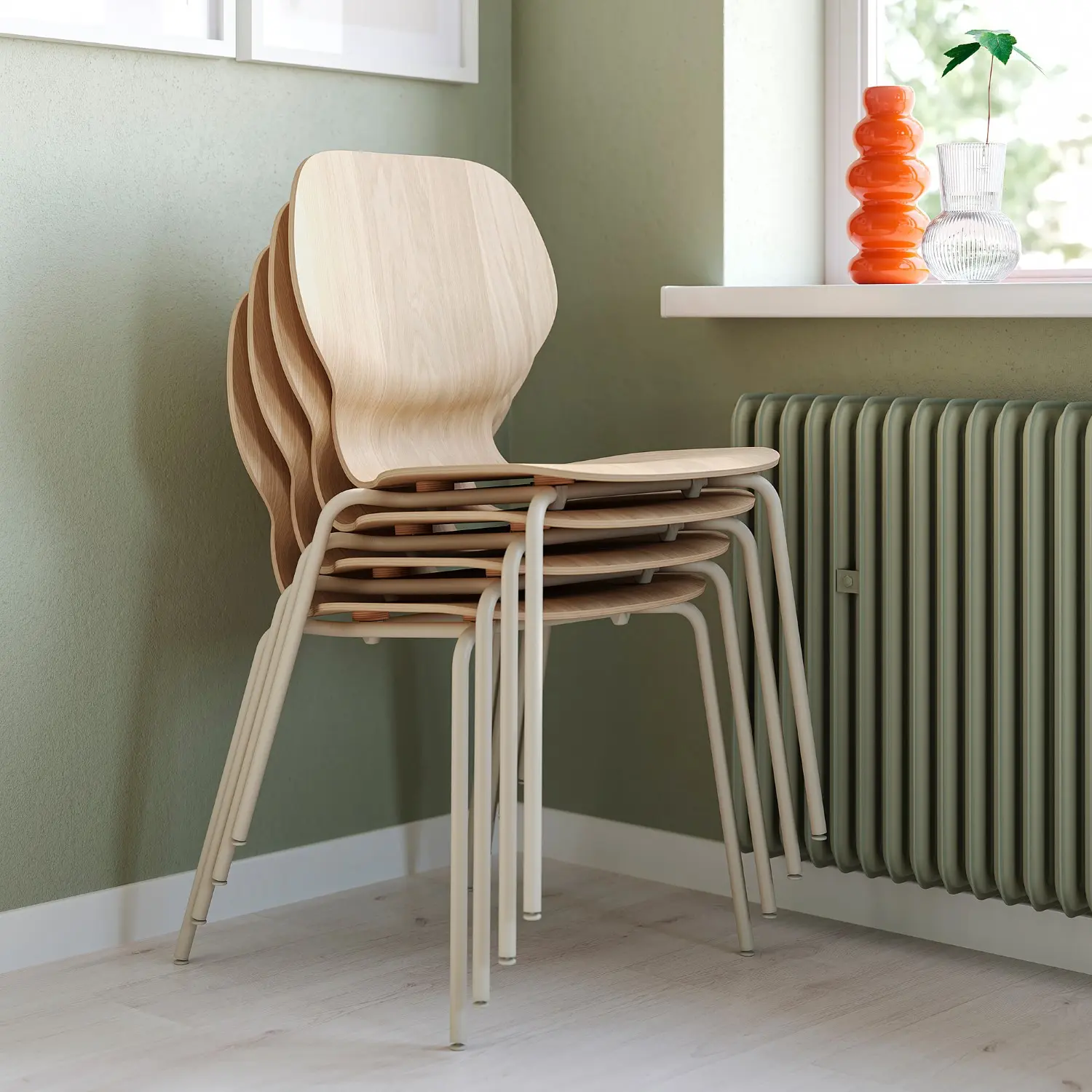 Комплект стол + 4 стула Ikea Skalsta (Дуб/Серо-бежевый) - 4