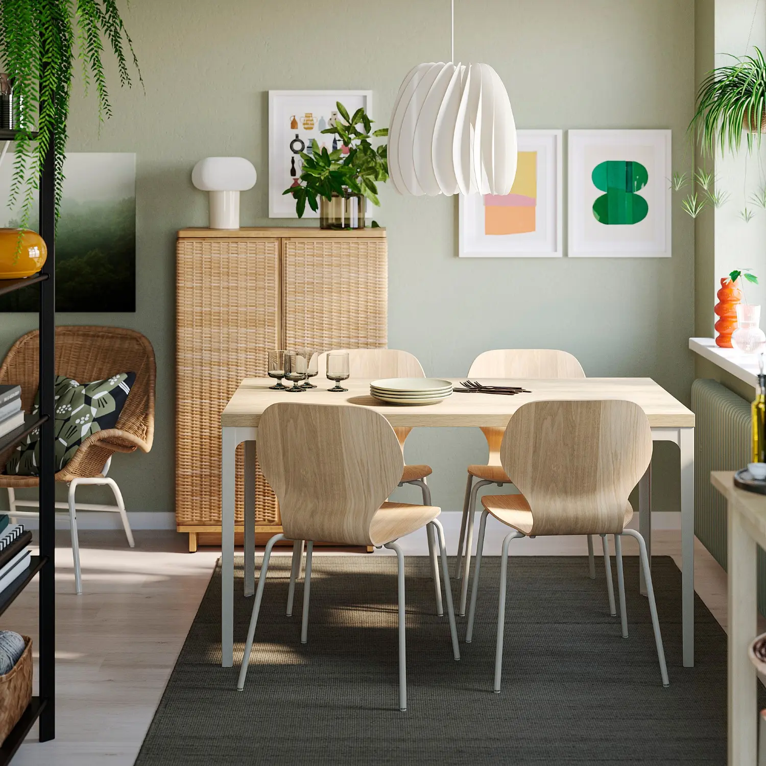 Комплект стол + 4 стула Ikea Skalsta (Дуб/Серо-бежевый) - 5
