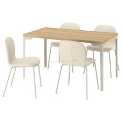 Комплект стол + 4 стула Ikea Skalsta/Knaback (Дуб/Бежевый)