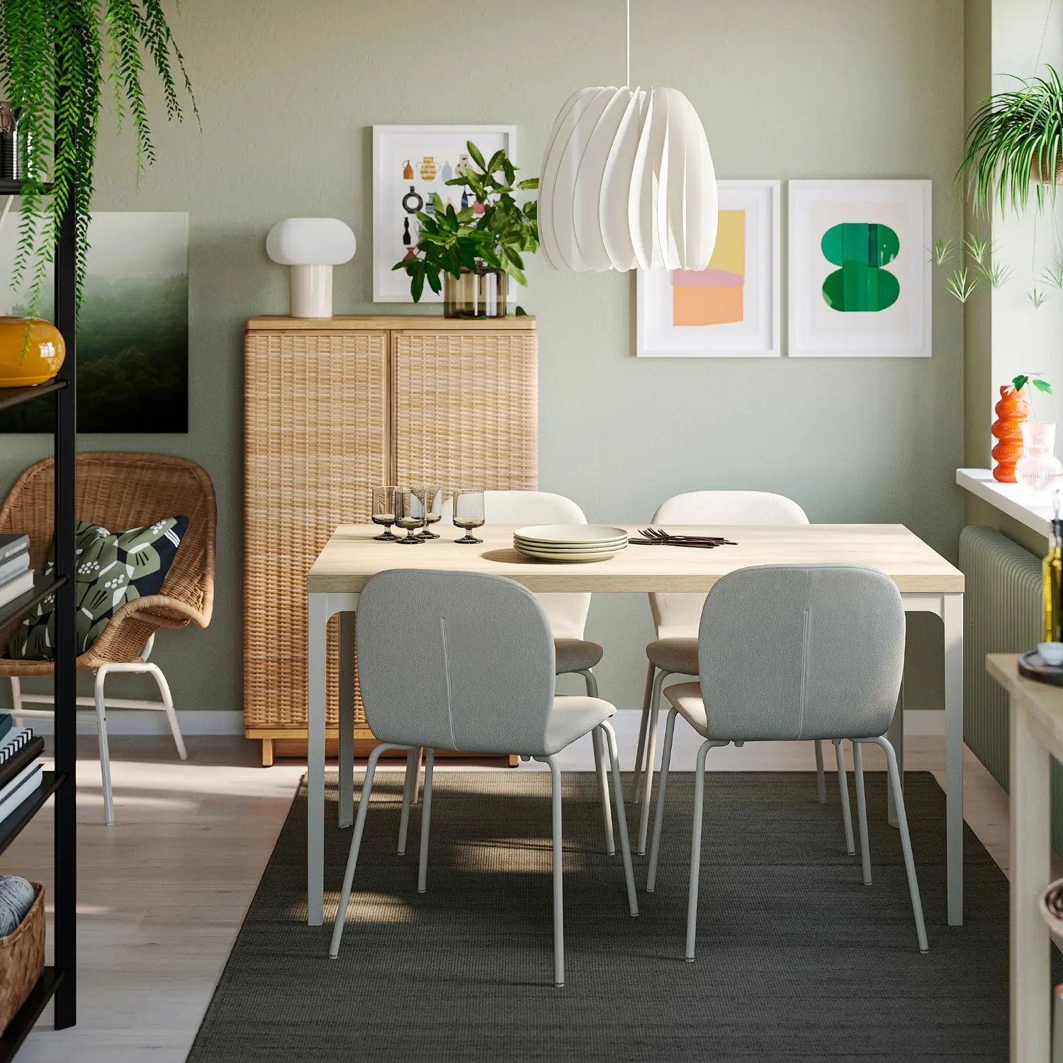Комплект стол + 4 стула Ikea Skalsta/Knaback (Дуб/Бежевый) - 4