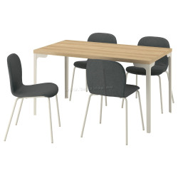Комплект стол + 4 стула Ikea Skalsta/Knaback (Дуб/Темно-серый)