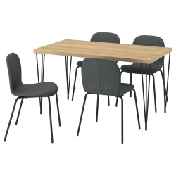 Комплект стол + 4 стула Ikea Skalsta/Knaback шпилька (Дуб/Темно-серый)