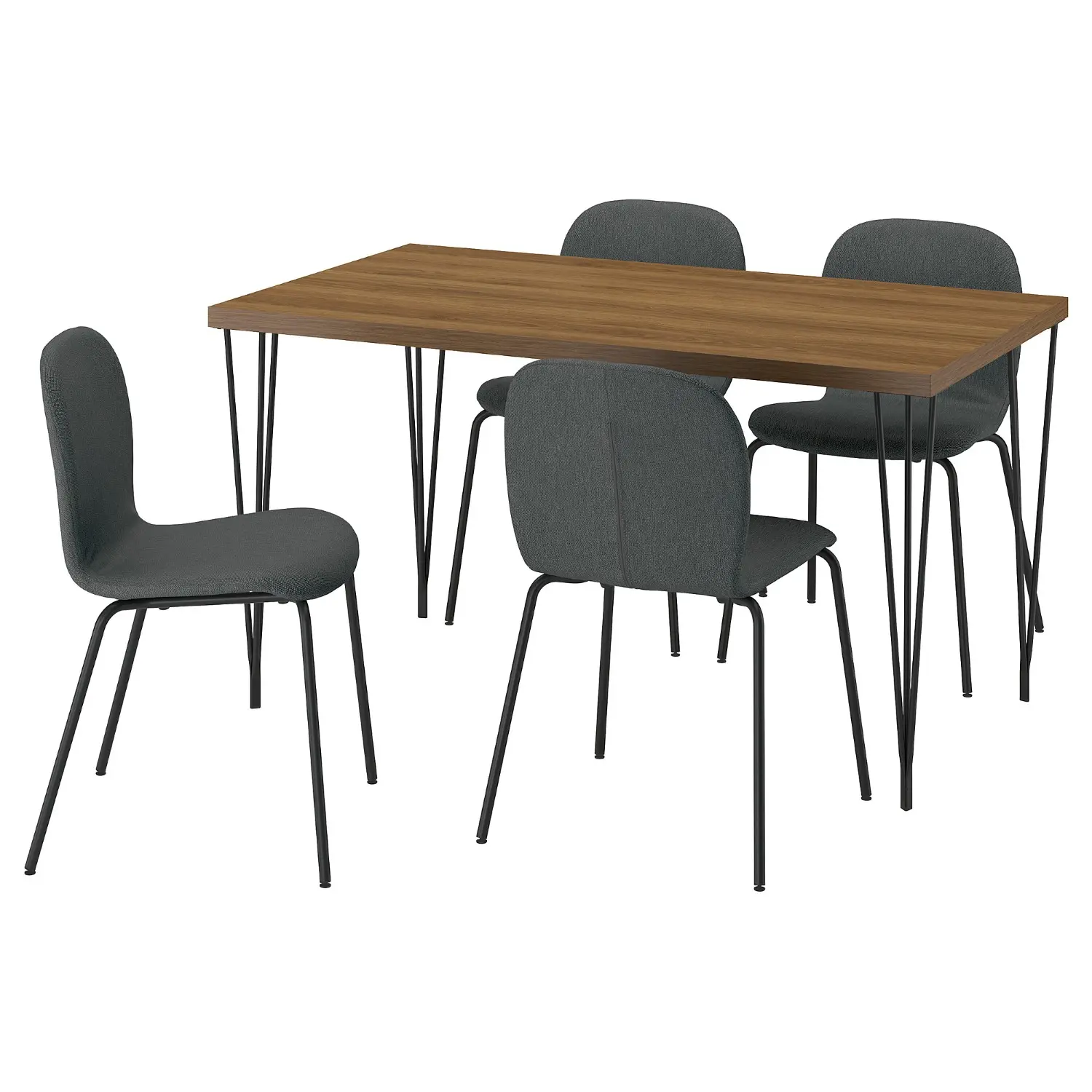 Комплект стол + 4 стула Ikea Skalsta/Knaback шпилька (Орех/Темно-серый) - 2