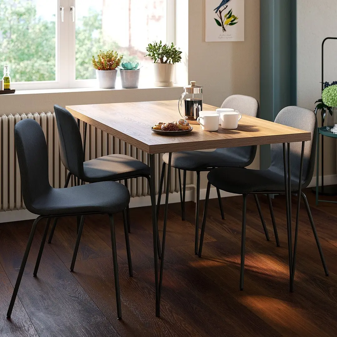 Комплект стол + 4 стула Ikea Skalsta/Knaback шпилька (Орех/Темно-серый)