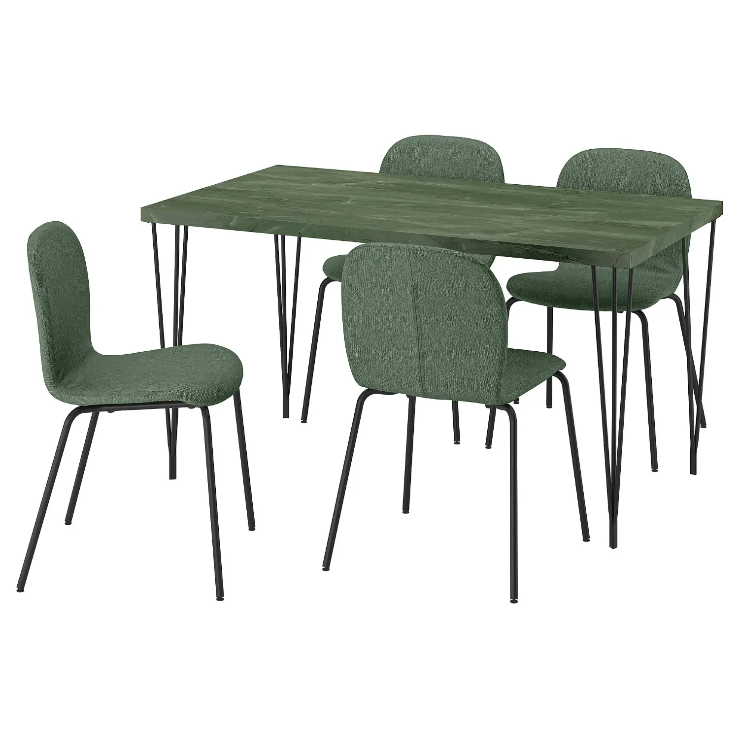 Комплект стол + 4 стула Ikea Skalsta/Knaback шпилька (Зеленый/Черно-серый) - 2