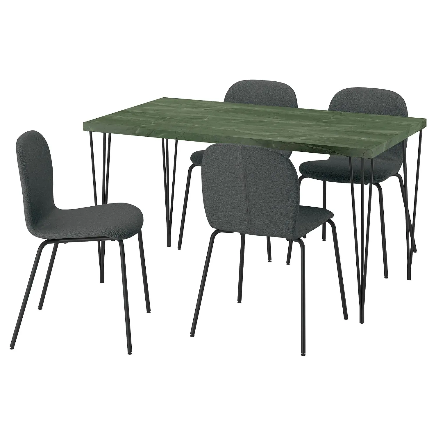 Комплект стол + 4 стула Ikea Skalsta/Knaback шпилька (Зеленый/Темно-серый) - 2