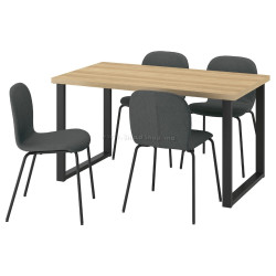 Комплект стол + 4 стула Ikea Skalsta/Knaback U (Дуб/Темно-серый)