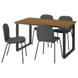 Set masa + 4 scaune Ikea Skalsta/Knaback U (Nuc/Gri inchis) Thumb