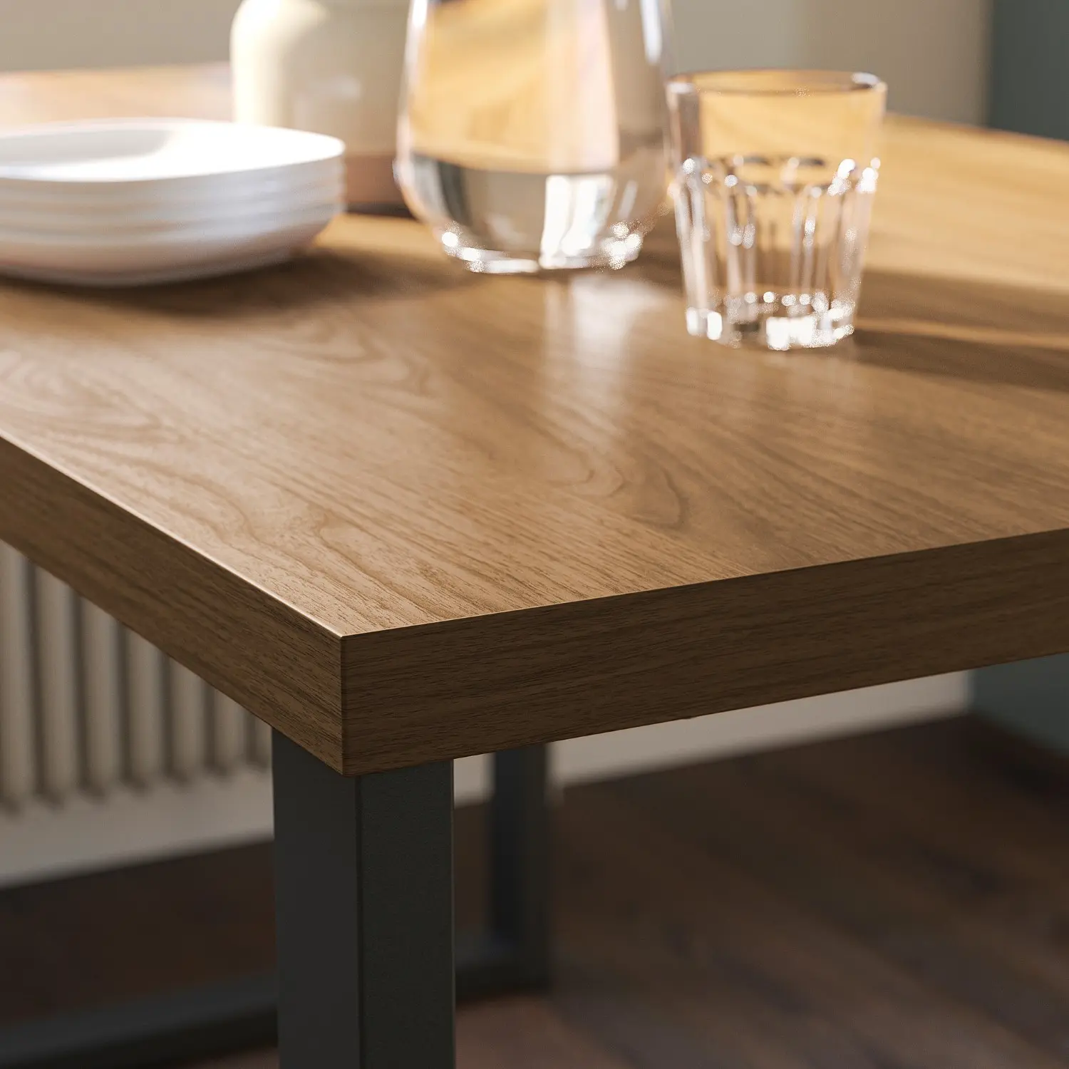 Set masa + 4 scaune Ikea Skalsta/Knaback U (Nuc/Gri inchis) - 3