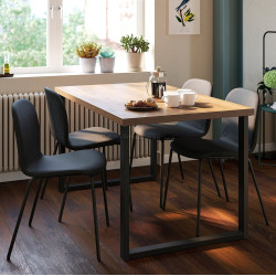 Комплект стол + 4 стула Ikea Skalsta/Knaback U (Орех/Темно-серый)