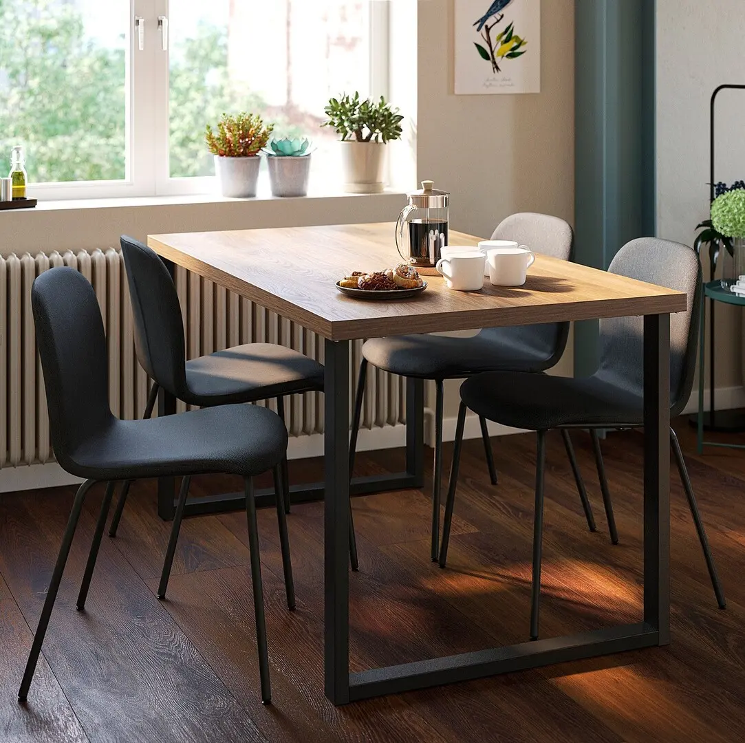 Set masa + 4 scaune Ikea Skalsta/Knaback U (Nuc/Gri inchis)