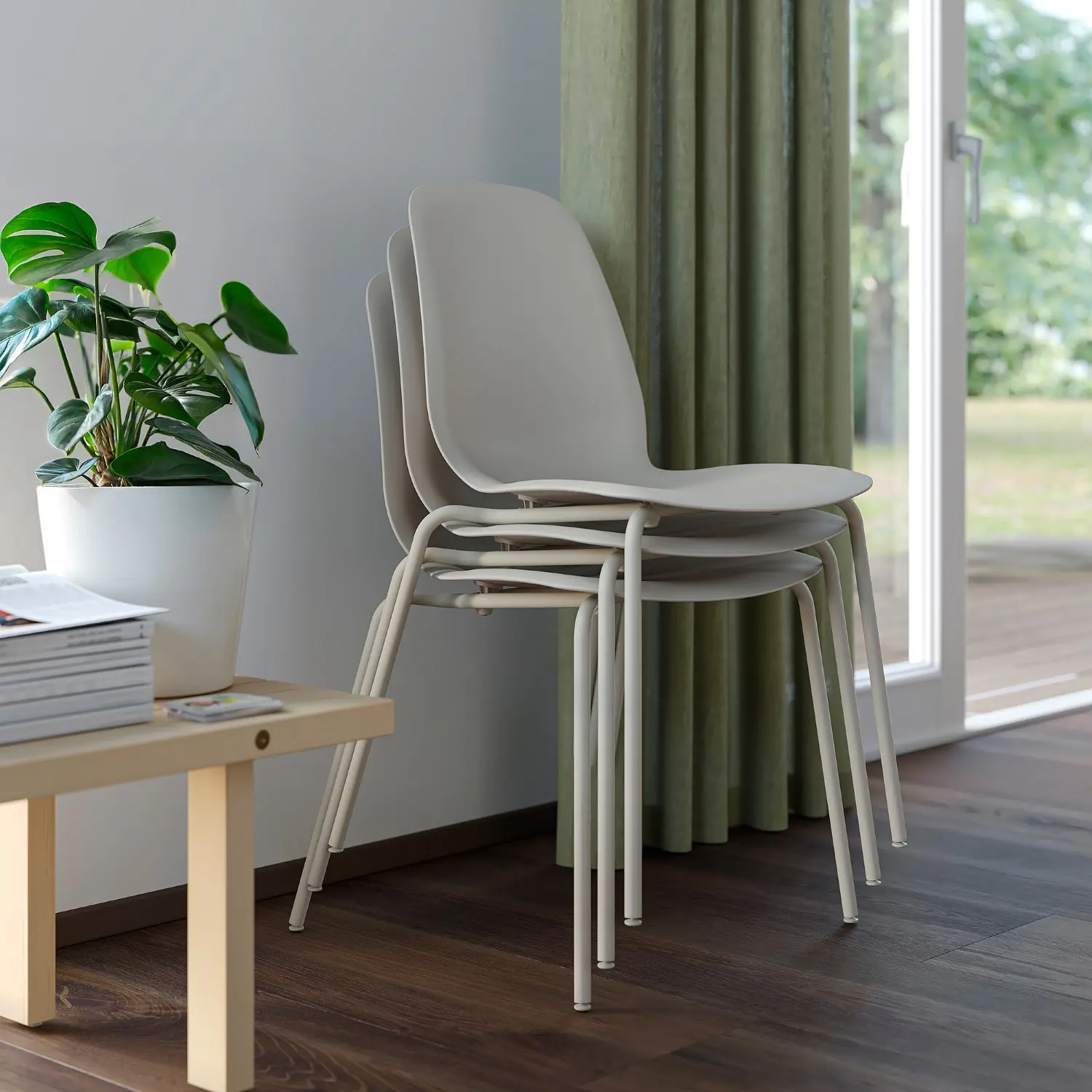 Set masa + 4 scaune Ikea Skalsta (Gri-bej) - 5