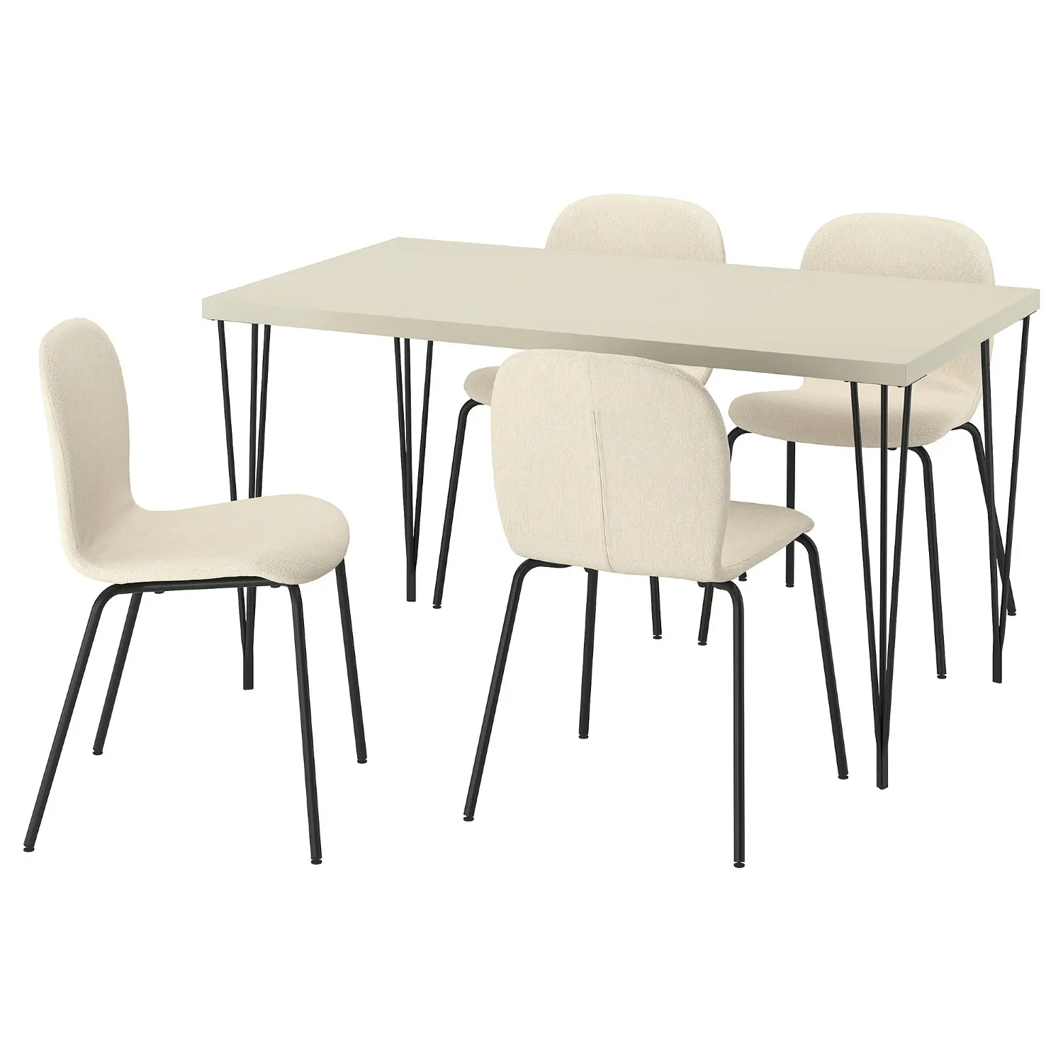 Комплект стол + 4 стула Ikea Skalsta шпилька (Бежевый/Черно-серый) - 2