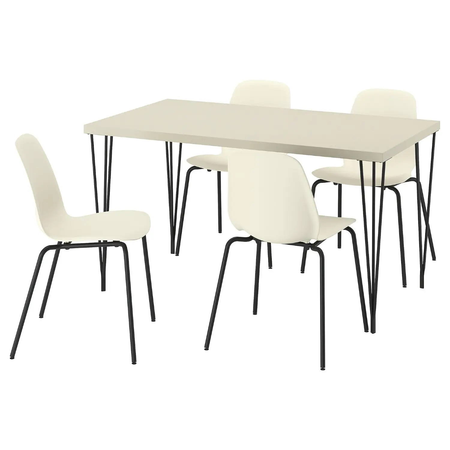 Комплект стол + 4 стула Ikea Skalsta шпилька (Бежевый/Черно-серый) - 2
