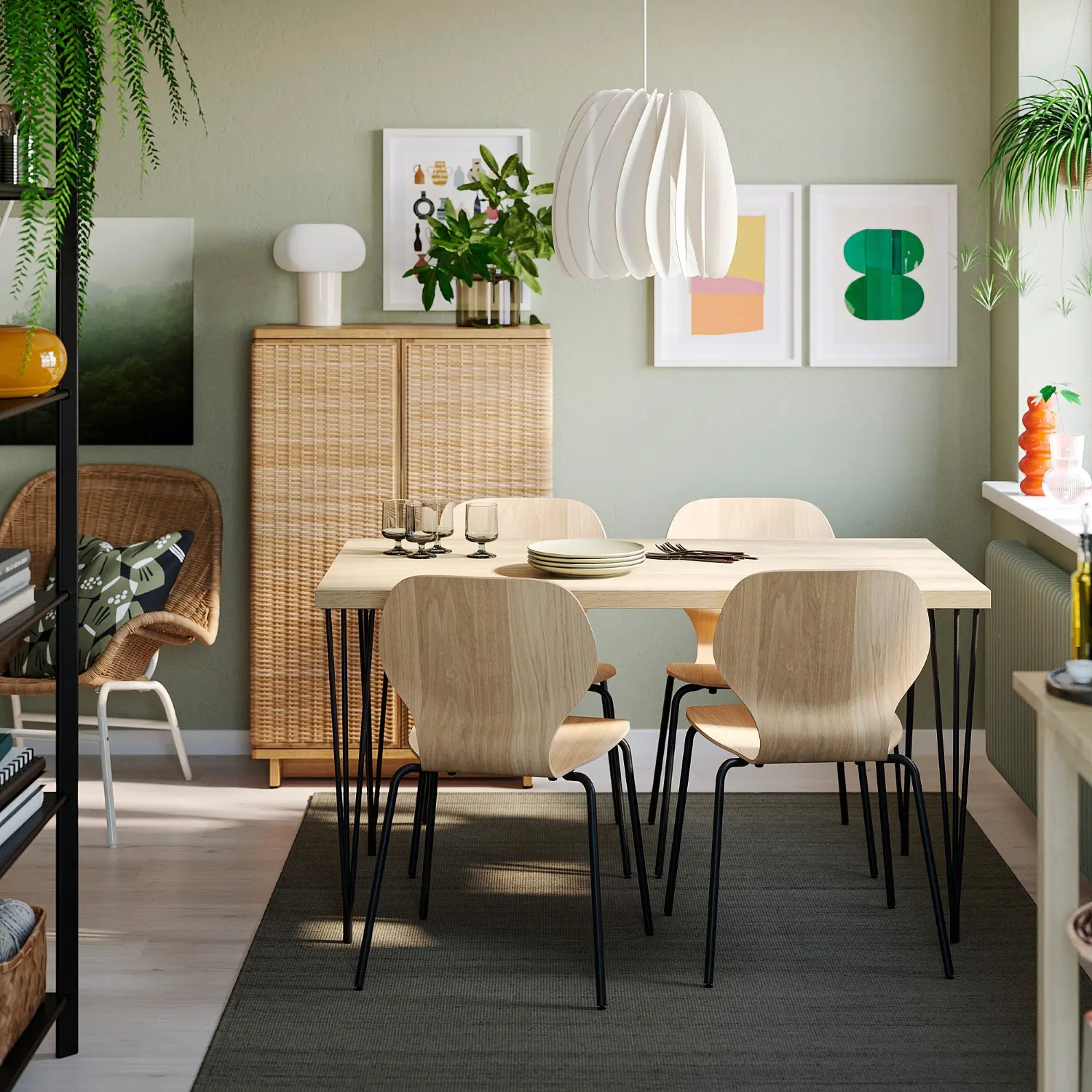 Комплект стол + 4 стула Ikea Skalsta шпилька (Дуб/Черный) - 3