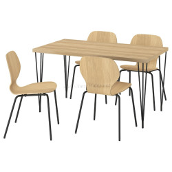 Комплект стол + 4 стула Ikea Skalsta шпилька (Дуб/Черный)