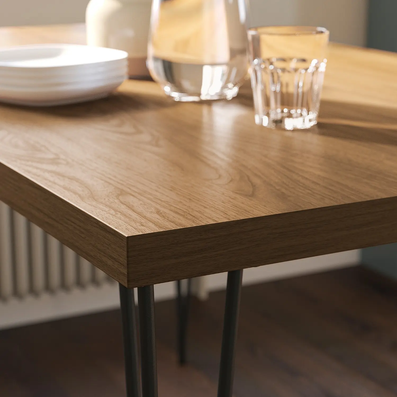 Комплект стол + 4 стула Ikea Skalsta шпилька (Орех/Черно-серый) - 3