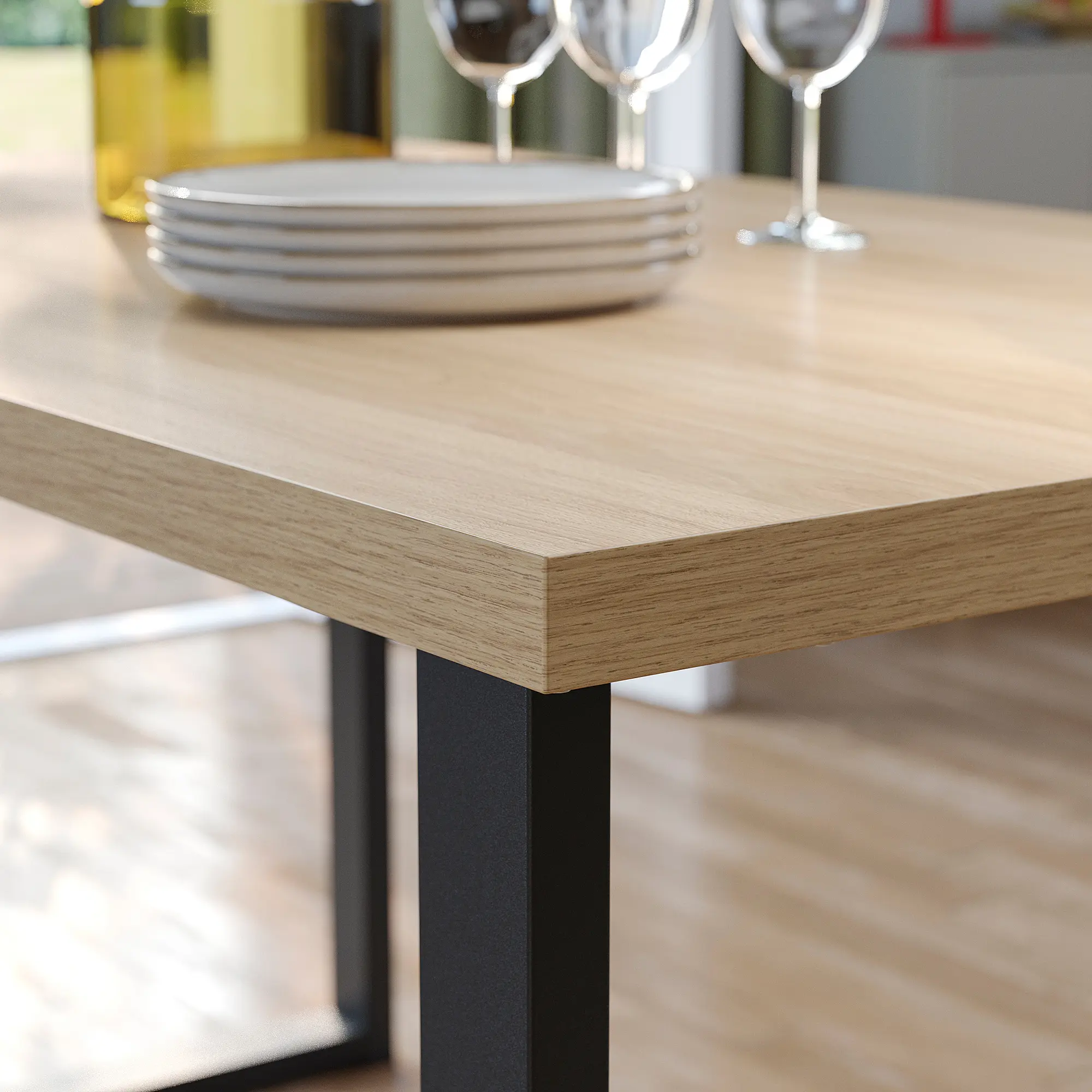 Комплект стол + 4 стула Ikea Skalsta U (Дуб/Черно-серый) - 3