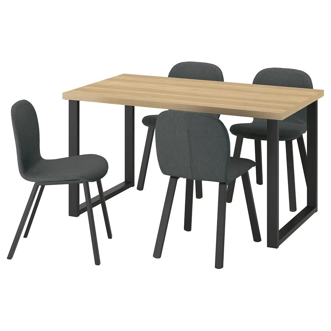 Комплект стол + 4 стула Ikea Skalsta U (Дуб/Темно-серый)