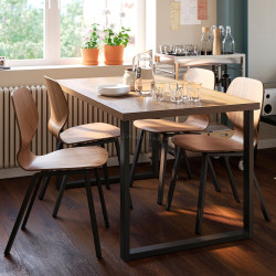 Комплект стол + 4 стула Ikea Skalsta U (Орех/Черно-серый)