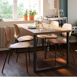 Комплект стол + 4 стула Ikea Skalsta U (Орех/Черно-серый)