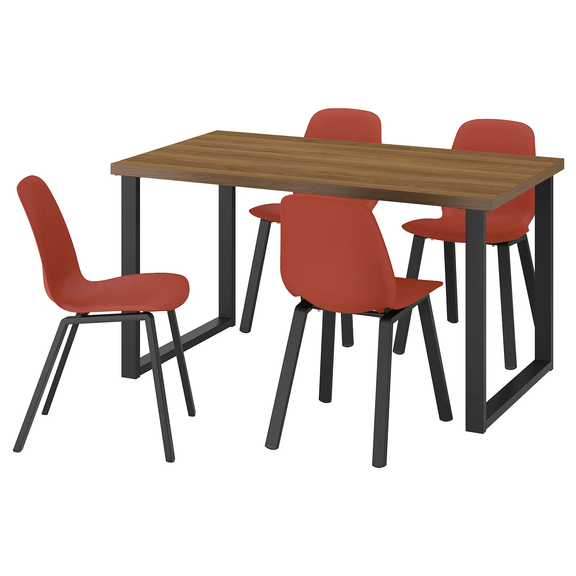 Set masa + 4 scaune Ikea Skalsta U (Nuc/Rosu) - 2