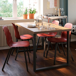 Комплект стол + 4 стула Ikea Skalsta U (Орех/Красный)