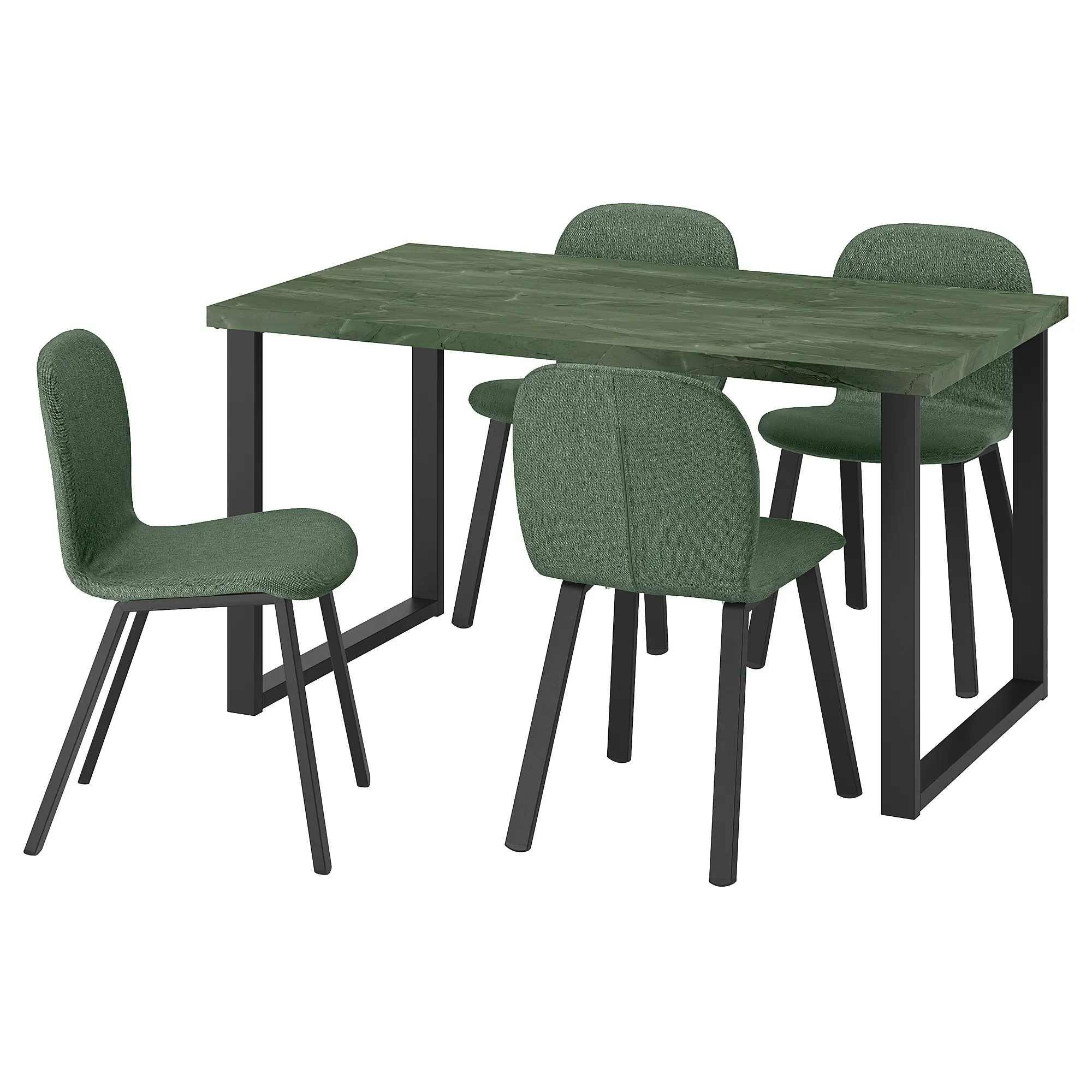 Комплект стол + 4 стула Ikea Skalsta U (Серо-зеленый/Черно-серый) - 2