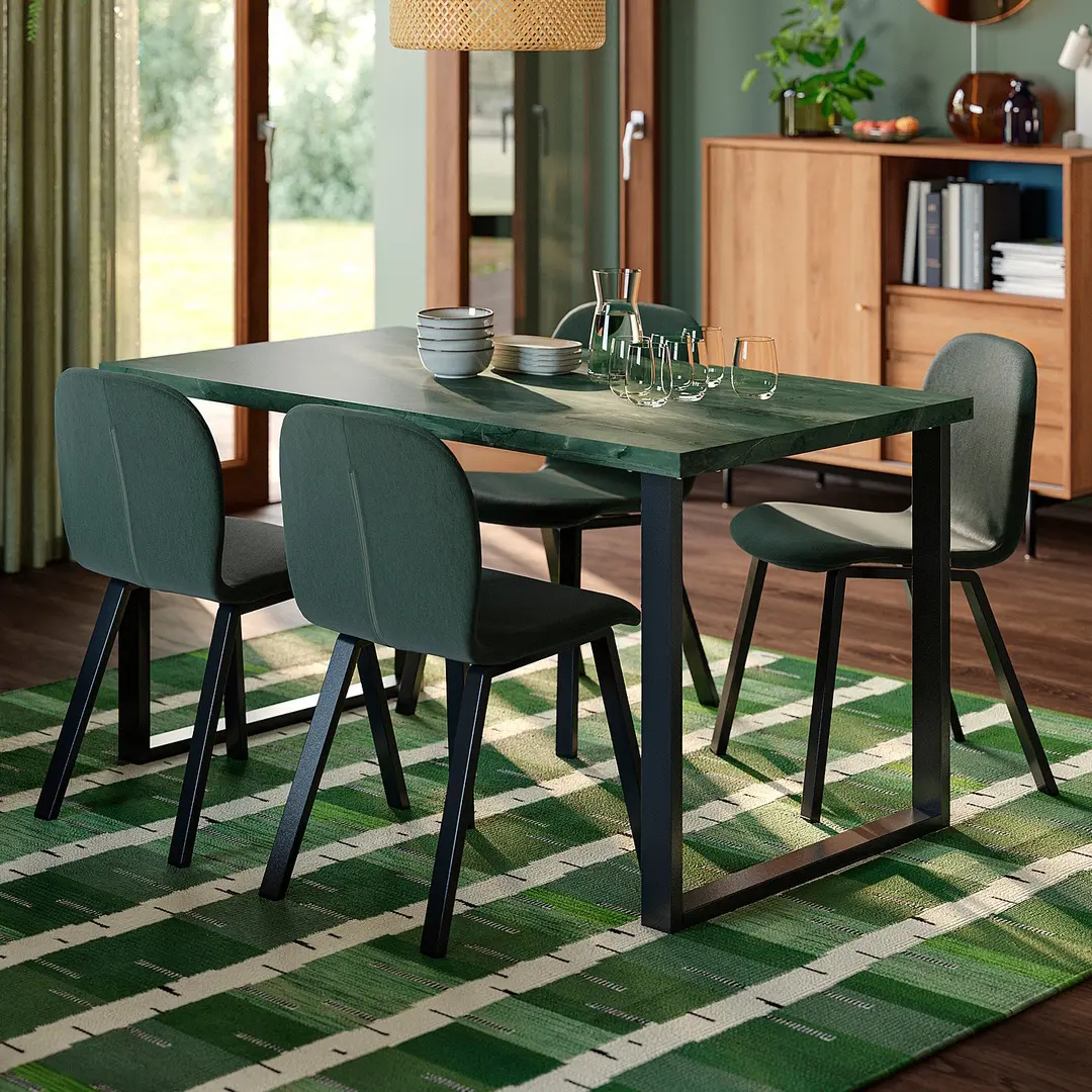 Комплект стол + 4 стула Ikea Skalsta U (Серо-зеленый/Черно-серый)