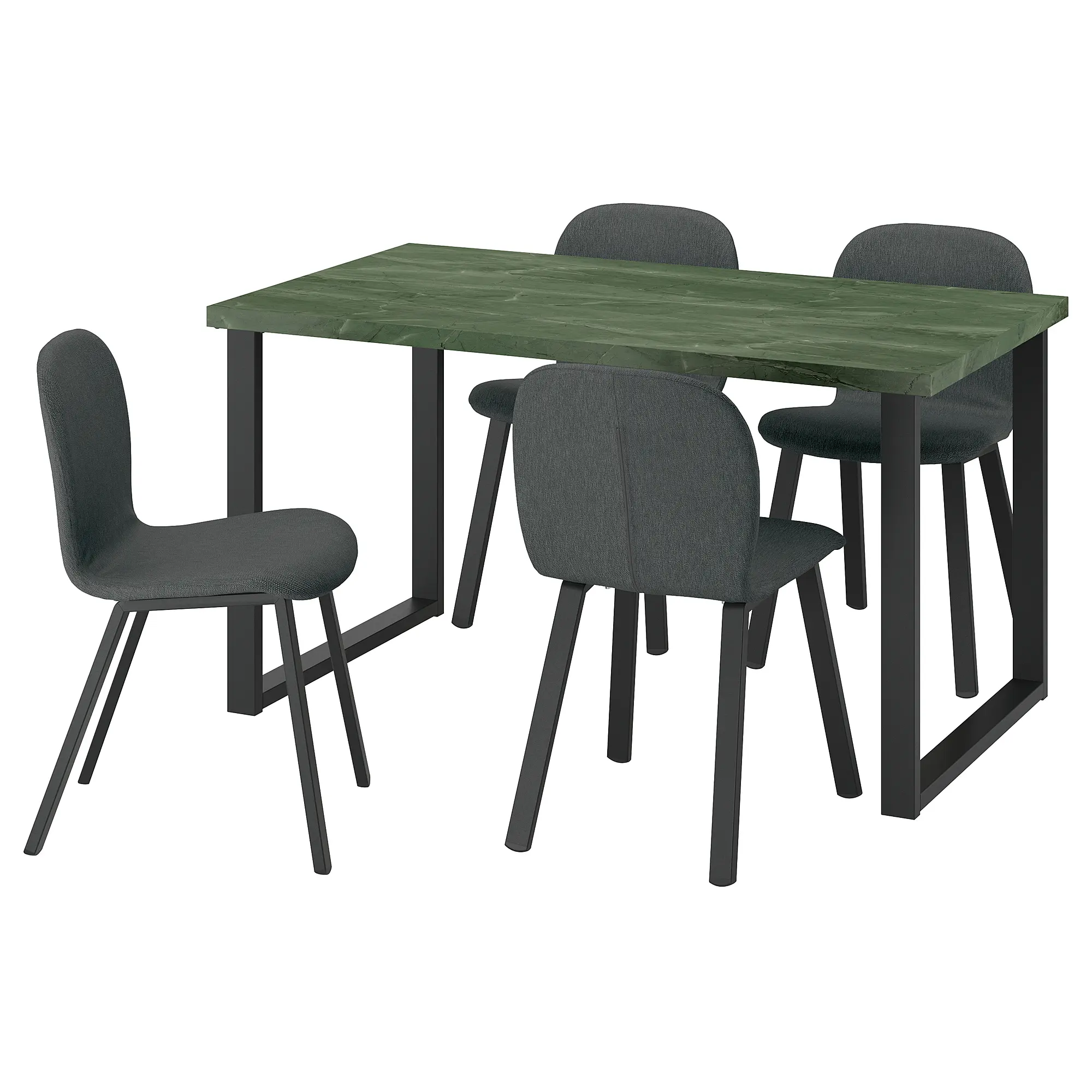 Комплект стол + 4 стула Ikea Skalsta U (Серо-зеленый/Темно-серый) - 2