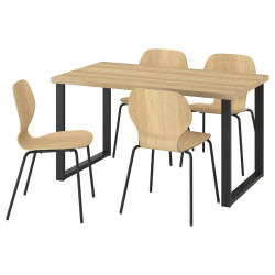 Set masa + 4 scaune Ikea Skalsta U picioare subtiri (Stejar/Negru-gri) Thumb