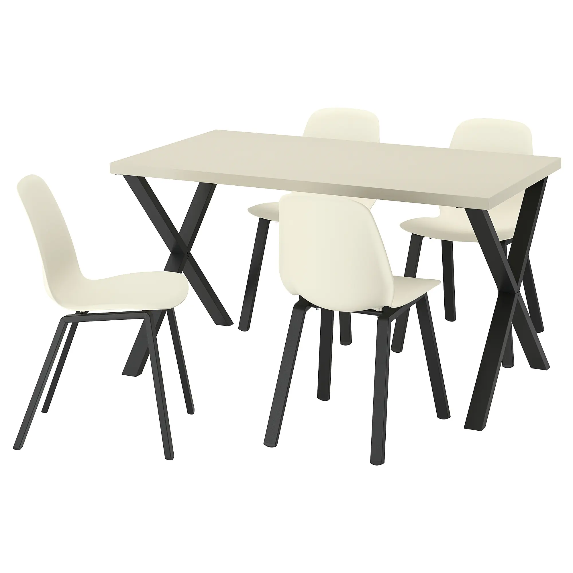 Комплект стол + 4 стула Ikea Skalsta X (Бежевый/Черно-серый) - 2