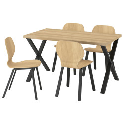 Комплект стол + 4 стула Ikea Skalsta X (Дуб/Черно-серый) Thumb