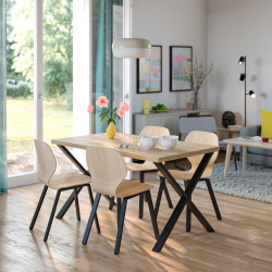 Комплект стол + 4 стула Ikea Skalsta X (Дуб/Черно-серый)