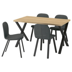 Комплект стол + 4 стула Ikea Skalsta X (Дуб/Темно-серый)