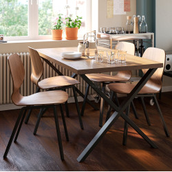 Комплект стол + 4 стула Ikea Skalsta X (Орех/Черно-серый)