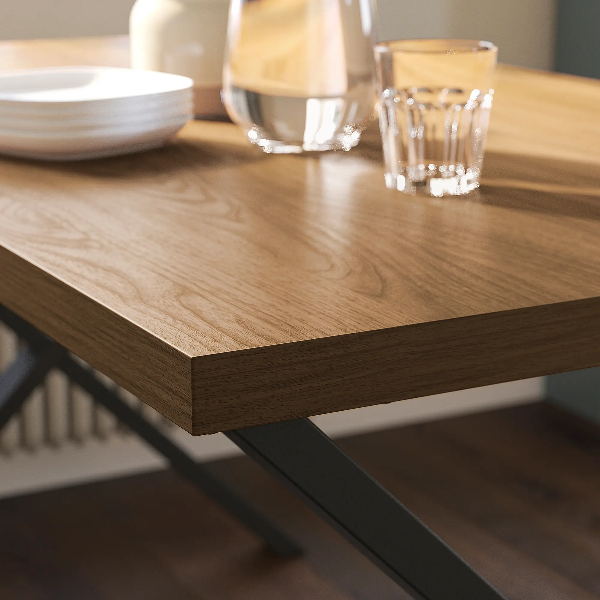 Комплект стол + 4 стула Ikea Skalsta X (Орех/Черно-серый) - 4
