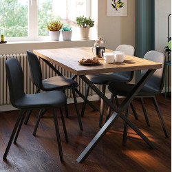 Комплект стол + 4 стула Ikea Skalsta X (Орех/Темно-серый)
