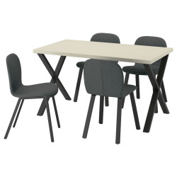 Set masa + 4 scaune Ikea Skalsta X (Gri deschis-bej/Gri inchis) Thumb