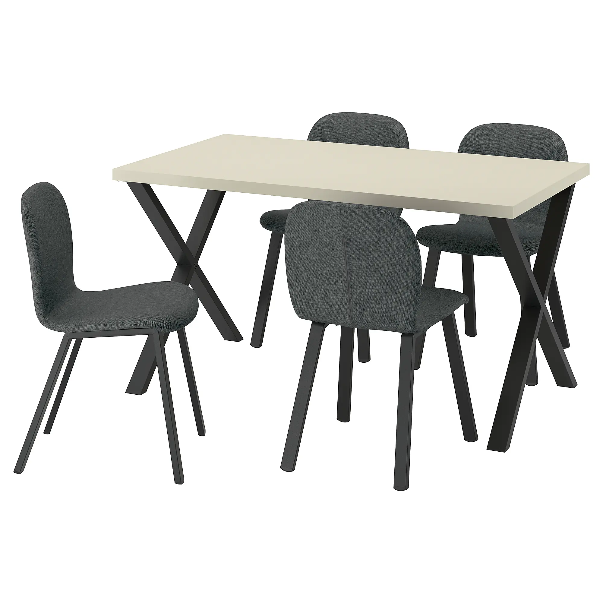 Set masa + 4 scaune Ikea Skalsta X (Gri deschis-bej/Gri inchis) - 2