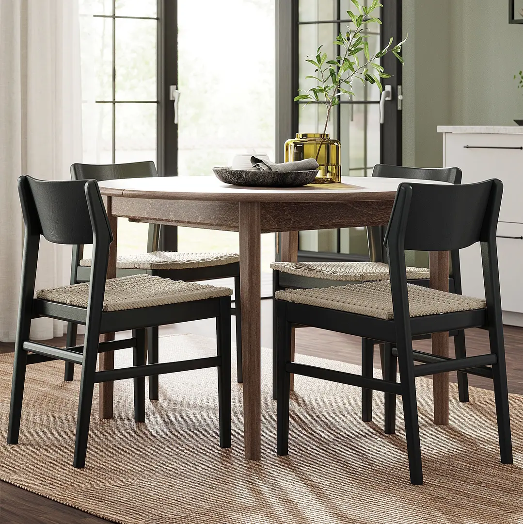 Комплект стол + 4 стула Ikea Skansnas 115/170 (Коричневый/Черный)