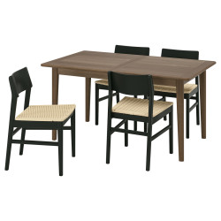 Комплект стол + 4 стула Ikea Skansnas 150/205 (Коричневый/Черный) Thumb