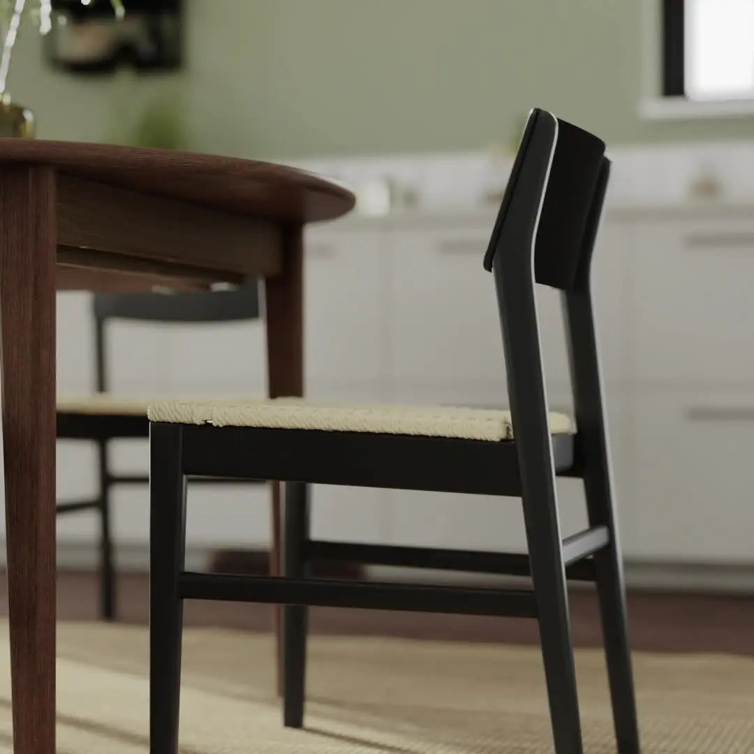 Комплект стол + 4 стула Ikea Skansnas 150/205 (Коричневый/Черный) - 3