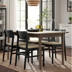 Комплект стол + 4 стула Ikea Skansnas 150/205 (Коричневый/Черный)
