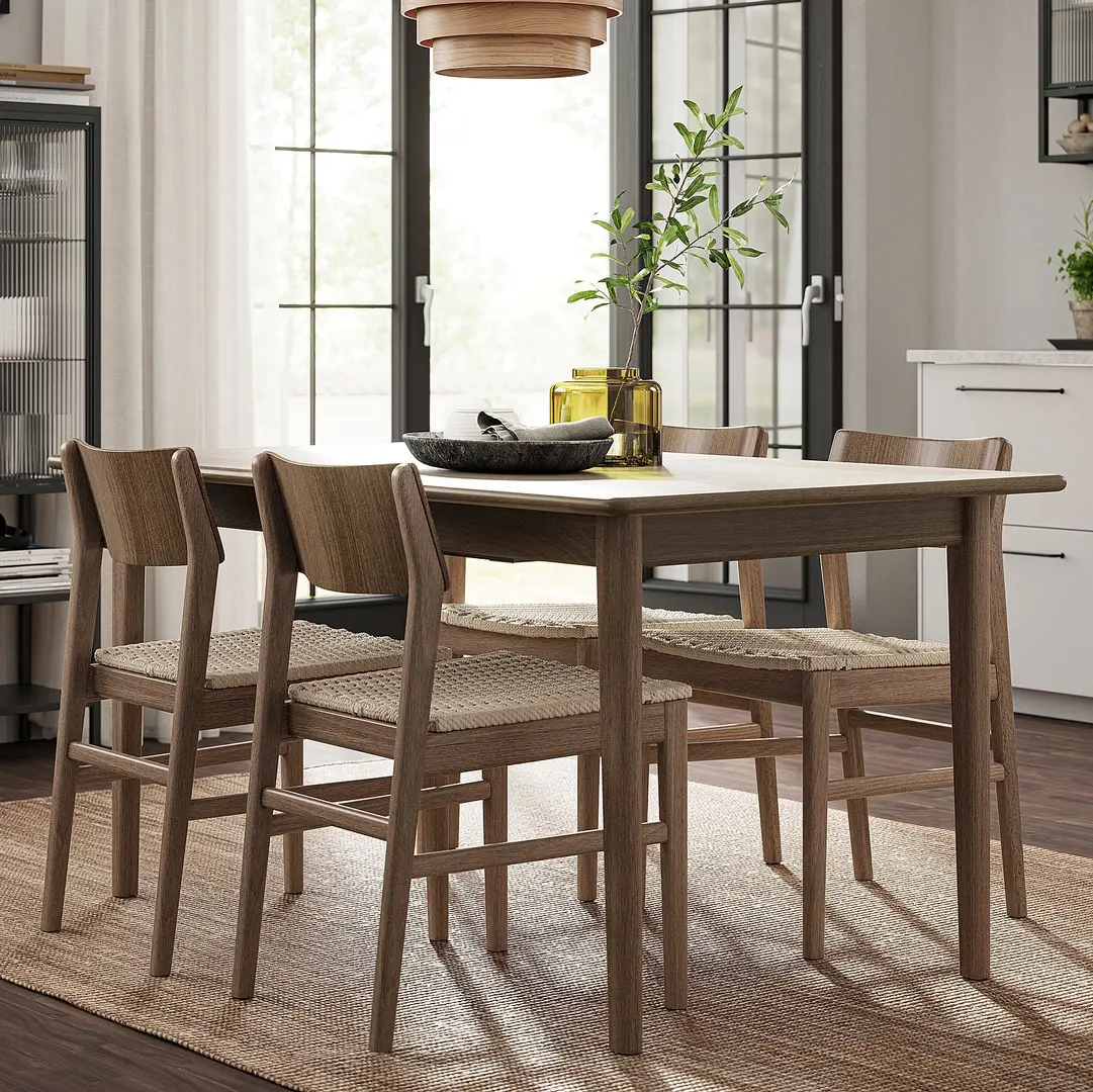 Комплект стол + 4 стула Ikea Skansnas 150/205 (Коричневый)