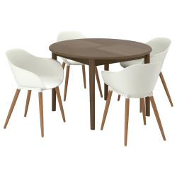 Комплект стол + 4 стула Ikea Skansnas/Gronsta 115/170 (Коричневый/Белый) Thumb
